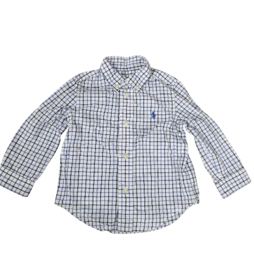 Ralph Lauren White & Blue Checked Button-Down Shirt 24m